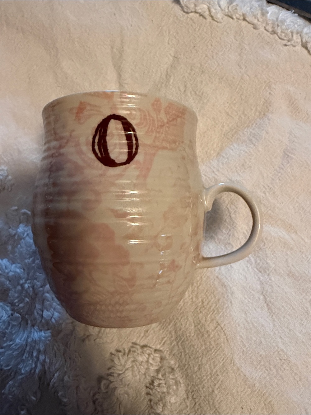 Anthropologie Ceramic Pink Floral O Mug